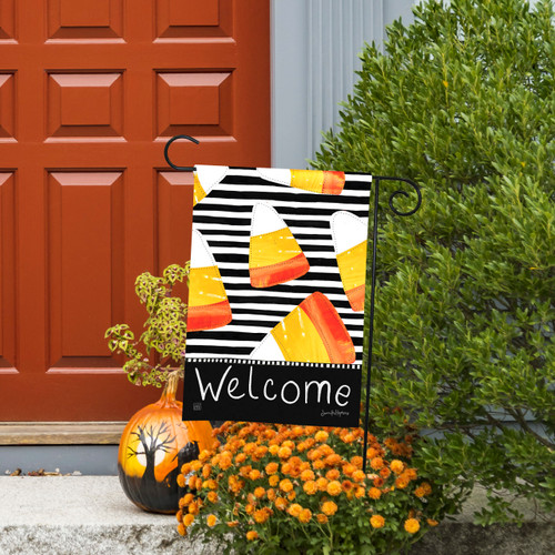 Candy Corn Welcome Garden Flag slide 