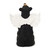 Back view showing the figurine of a standing black bear with white wings, holding his paws together in prayer.