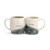 two mugs that curve together with 'grandpa' and 'grandma' written on the outside with 'greatest…' and '…blessing' on inner rim and blue woven detailing
