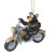 Black bear figurine riding on motorcycle ornament