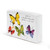 A side view of a white ceramic plaque with four watercolor painted butterflies and "faith is a beautiful thing that flutters in the soul" in black cursive font.
