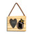A rectangular wood hanging ornament with a 2x2 inch heart shaped photo opening next to an image of a black bear peeking over a wood stump with Utah on it, displayed angled to the left.
