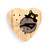 Heart shaped wood peg game with a black bear peeking over a wood stump with North Carolina on it, shown with two wood pegs in the game.