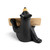 Back view of a sitting black bear figurine that can hold a cell phone or notepad.