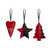 Red Fabric Holiday Shape Ornaments - 3 Assorted