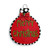A red ornament shaped door hanger with a red bow and that says "Merry Christmas".