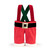 A double bottle bag shaped like Santa's pants with the suspenders as the handles.