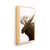 A light wood framed image of a moose against a white background, displayed angled to the right.
