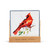 A square oil diffuser with a watercolor image of a red cardinal on it set in a wood stand that says "relax, renew, refresh".