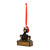 A hanging ornament that has a black bear in a Santa hat on a rectangular base that can be personalized, angled to the left.