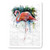 A 24 piece puzzle postcard with the watercolor image of a flamingo.