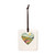 A square cream hanging tile magnet ornament with heart shaped graphic artwork of a wine and cheese picnic on a hillside.