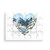A 24 piece postcard puzzle with a heart shaped graphic image of a ski lift and snowy mountainside.