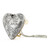 A silver heart shaped musical sculpture with a floral pattern that reads "Love You Mom". The heart has a silver tassel and gold key attached, displayed angled to the left.