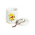 A white ceramic candle with a watercolor sunflower on the outside with a removable lid, displayed with the lid off and to the side.