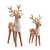 Two white and brown felted deer figures in different sizes, displayed angled to the right.