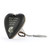 Heart shaped sculpture with a silver tassel and metal key attached. The heart has the image of Pooh with a honey pot on a black background and says "Find what you love and go all in", displayed angled to the left.
