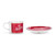A set of red and white dishes including a mug that says "Milk for Santa" and a plate that says "Cookies for Santa".