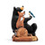 Right profile view of a figurine of a black bear sitting on a log with his forest friends including a fox, racoon and bird. The base says "Friends".