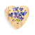 A wood heart shaped peg game with a watercolor image of a violet, displayed with two pegs in the game.