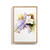 A light wood framed wall art of a watercolor columbine.