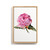 A light wood framed wall art of a watercolor pink rose.