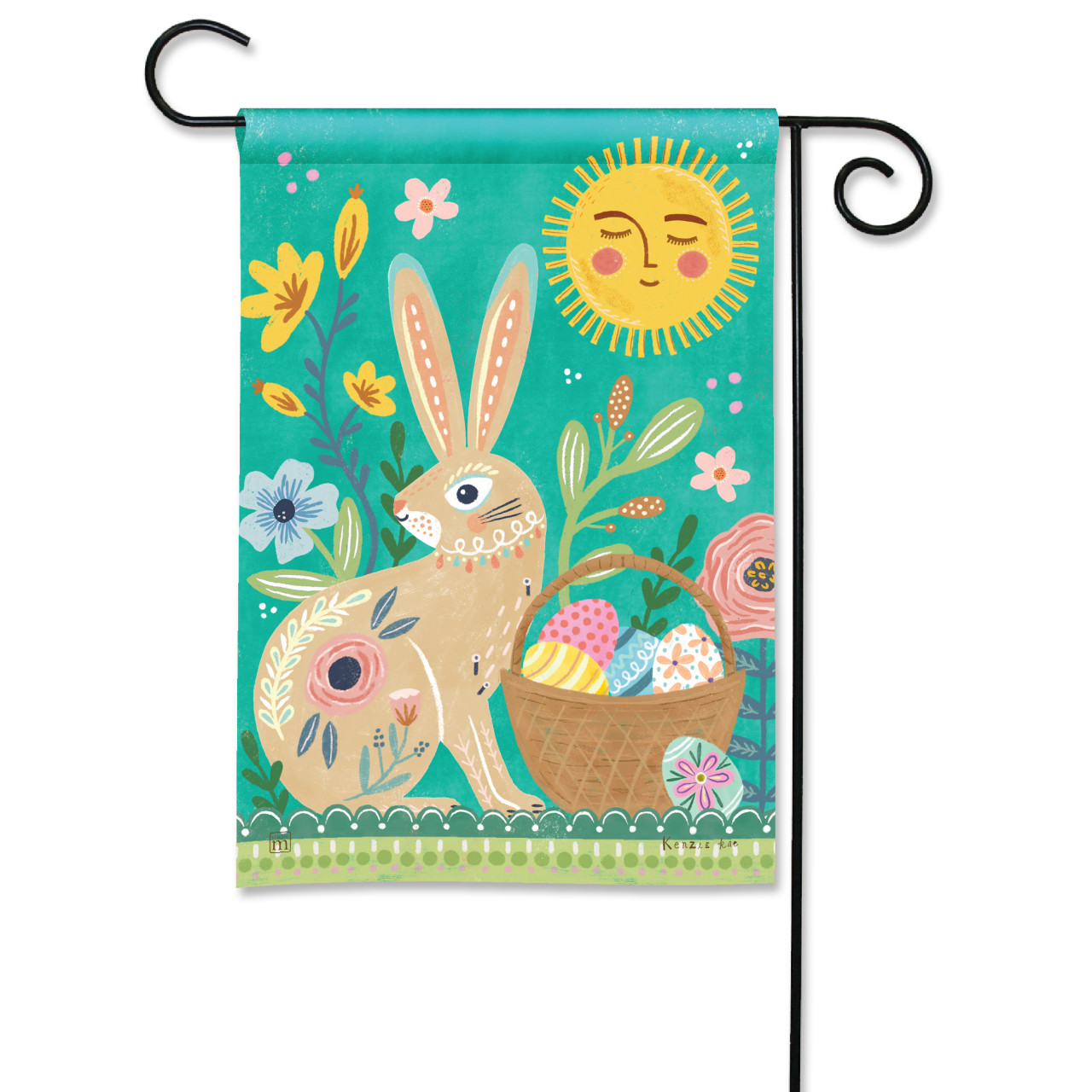 Folk Easter Bunny Garden Flag thumbnail