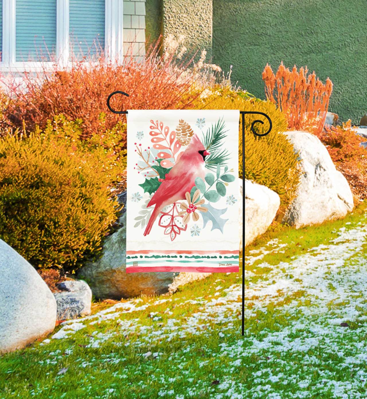 Christmas Cardinal Spray Garden Flag thumbnail