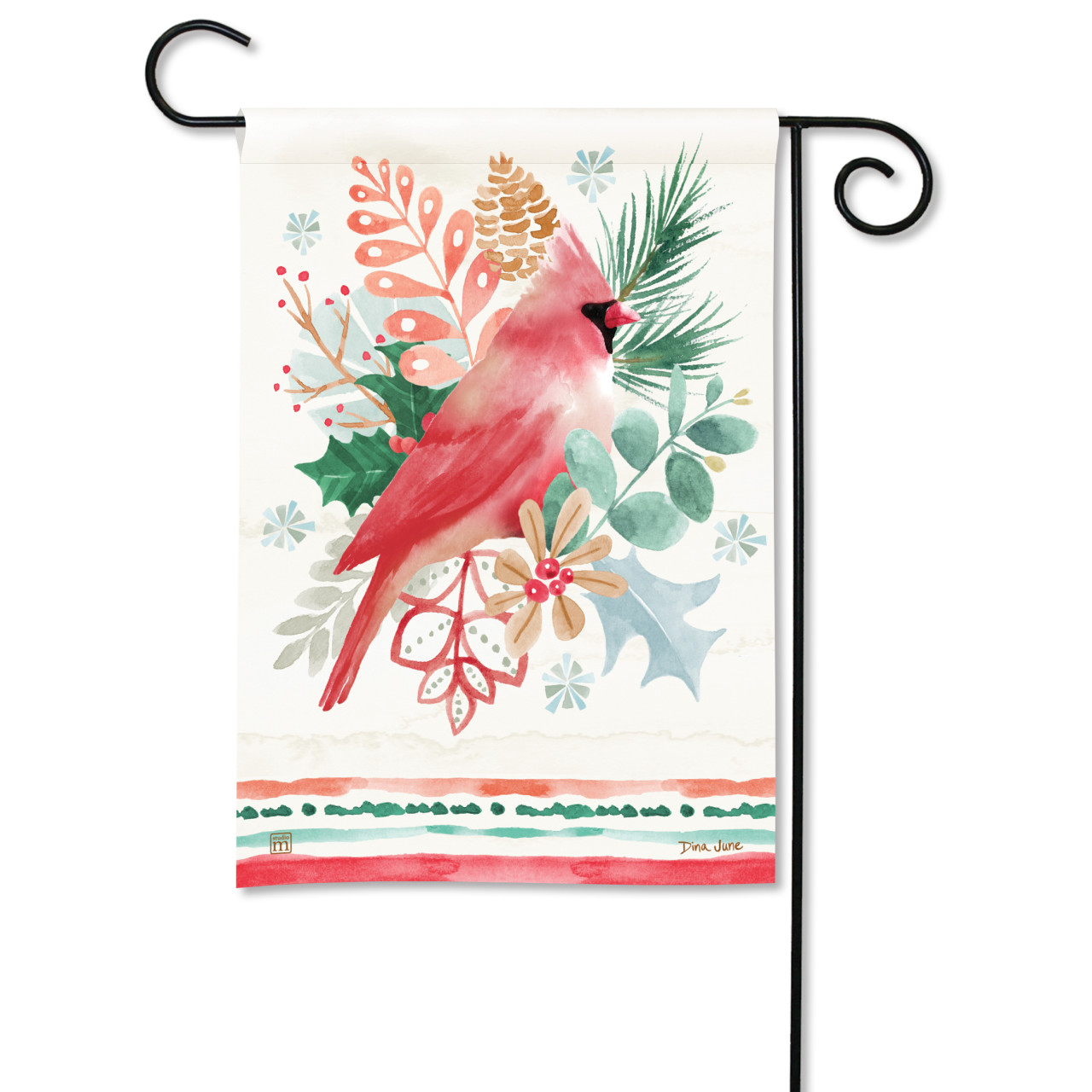 Christmas Cardinal Spray Garden Flag thumbnail