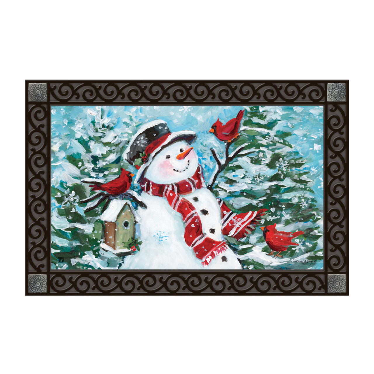 Snowman with Cardinals MatMate thumbnail