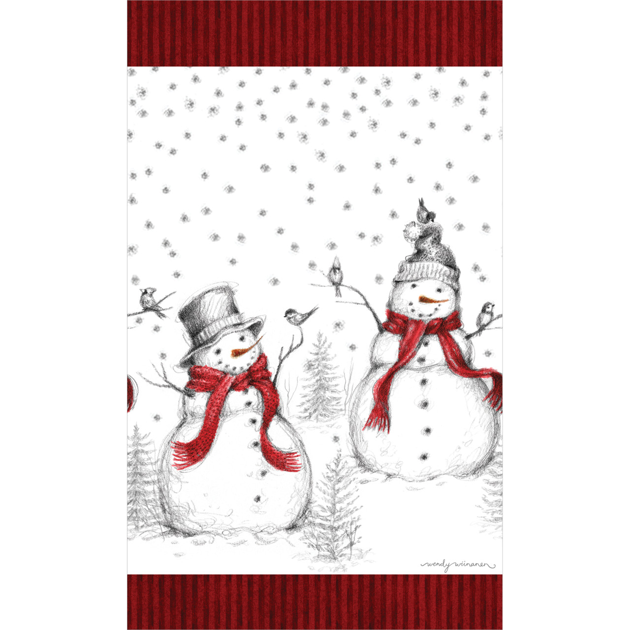 Snowmen with Birds 13" Mini Art Pole thumbnail