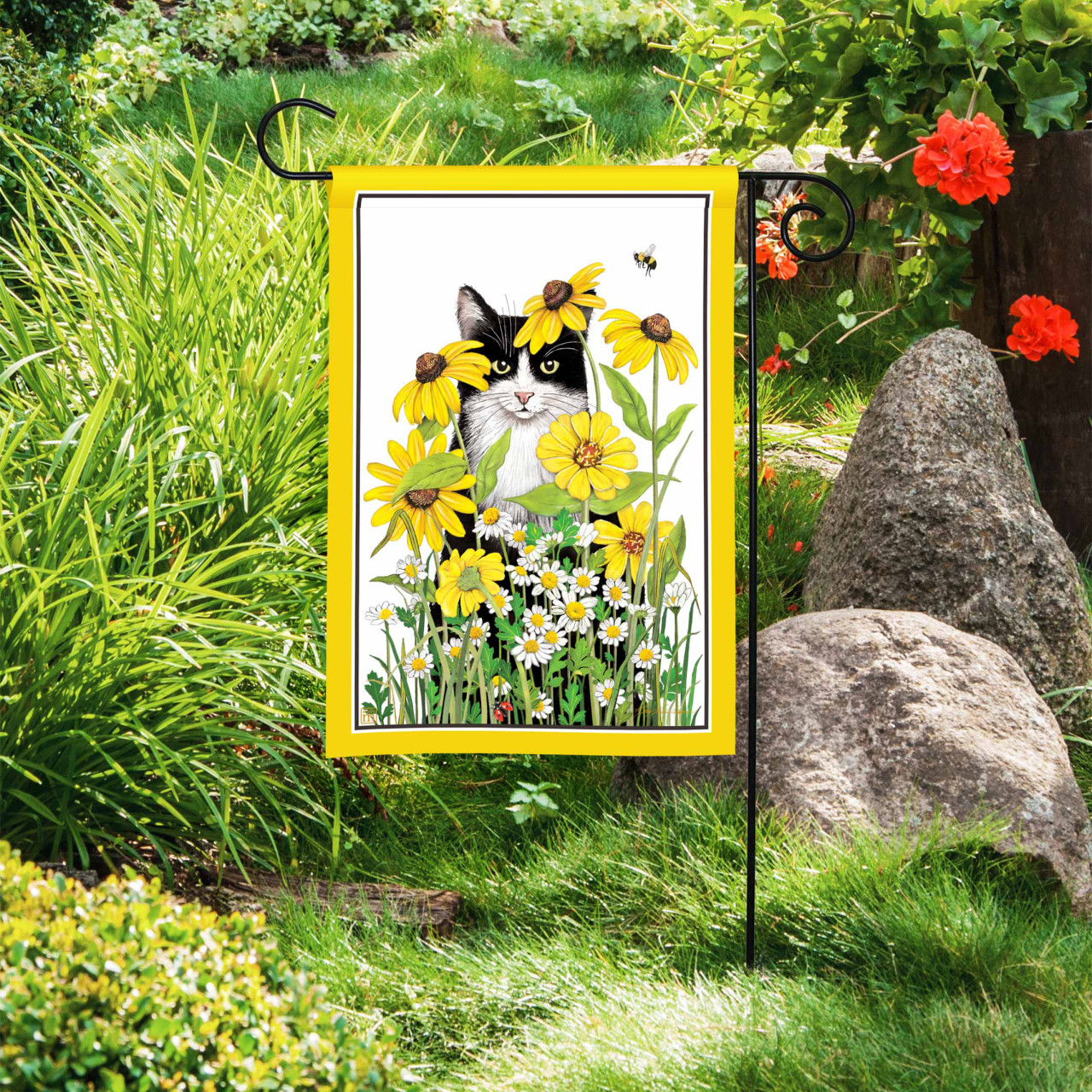 Garden Flower Cat Garden Flag thumbnail