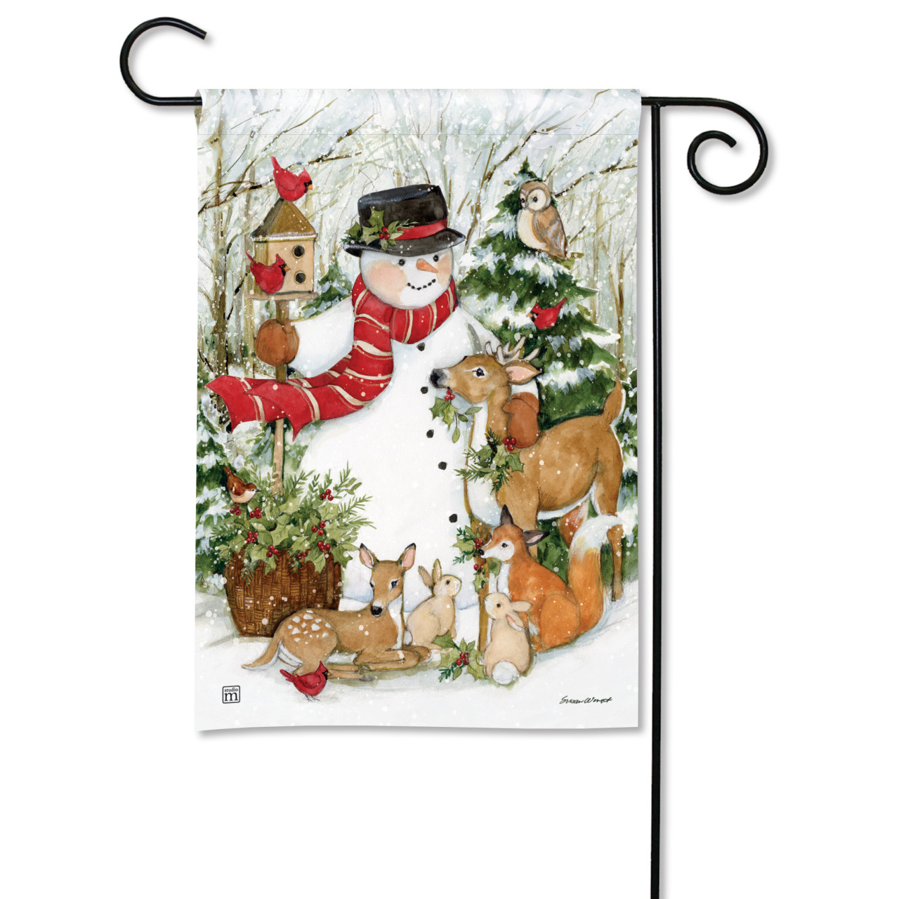Woodland Snowman Garden Flag thumbnail