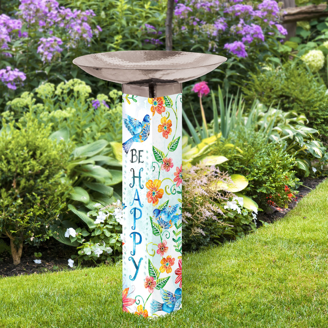 Happy Bluebirds Bird Bath w/ST9025 Stainless Topper thumbnail