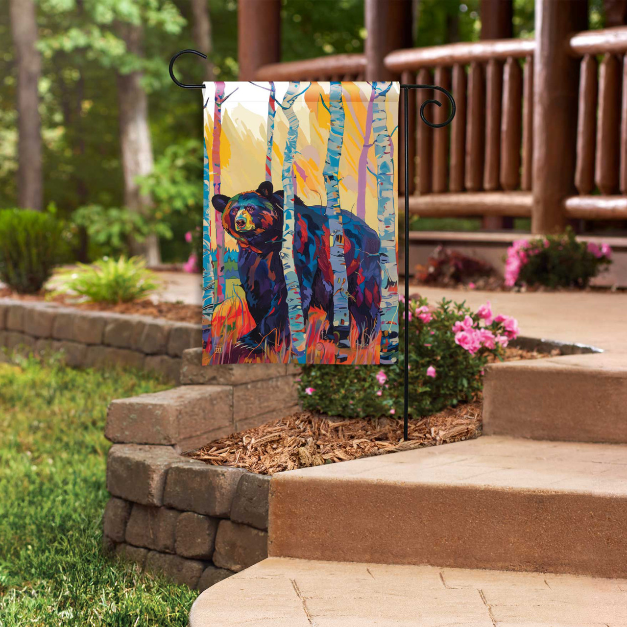 Vibrant Bear Garden Flag thumbnail