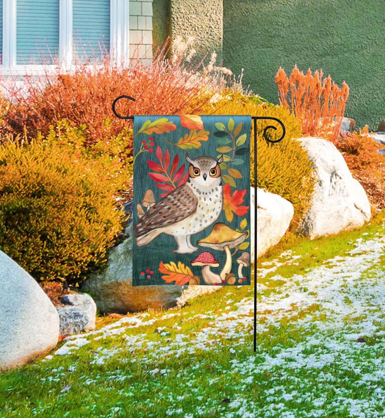 Fall Forest Owl Garden Flag thumbnail