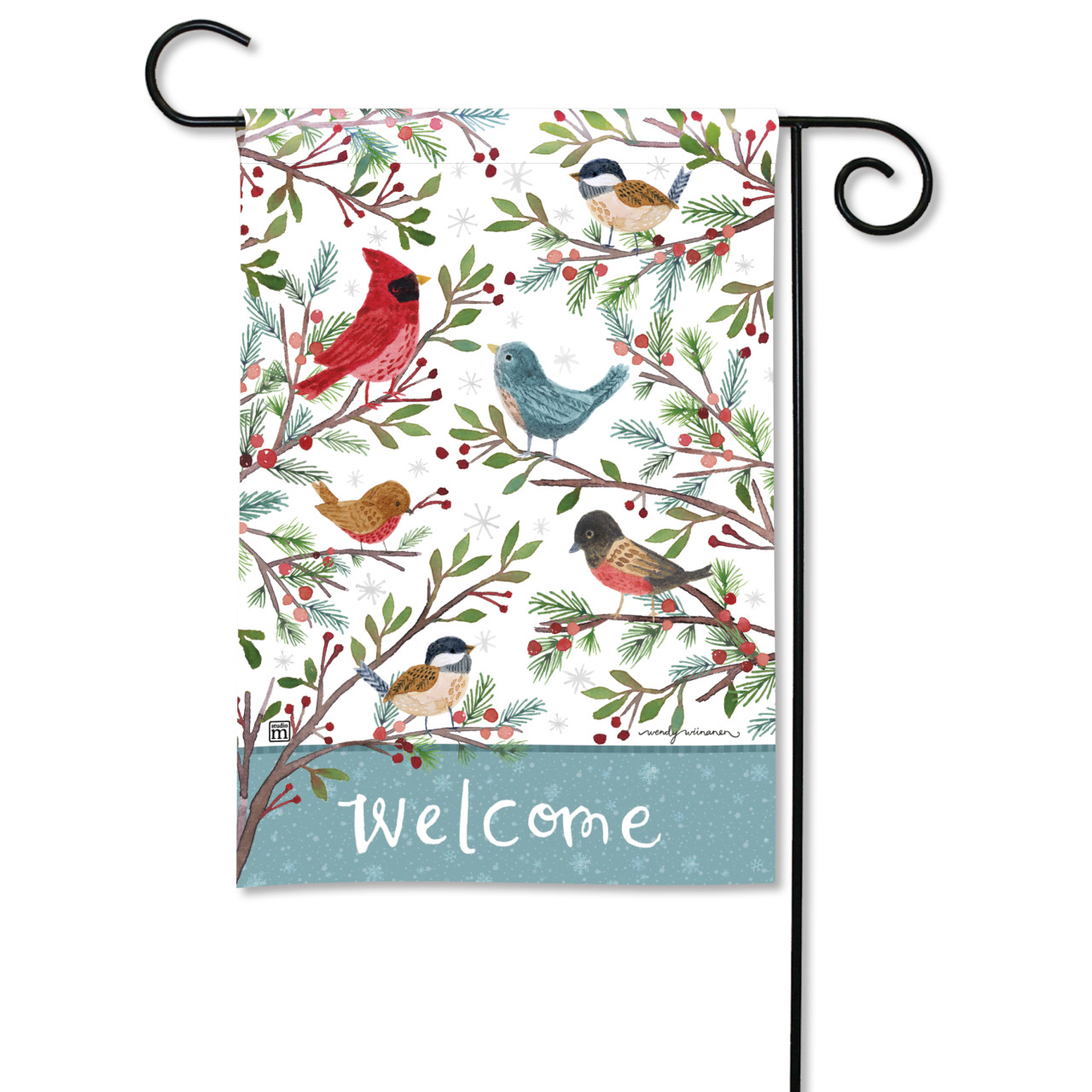 Winter Bird Branches Garden Flag thumbnail