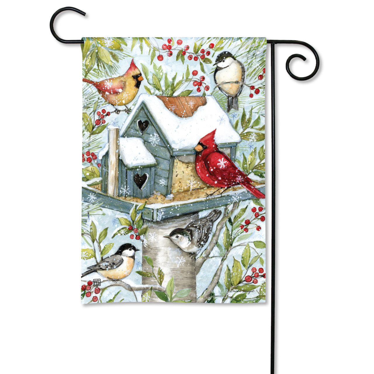 Winter Birdhouse Garden Flag thumbnail