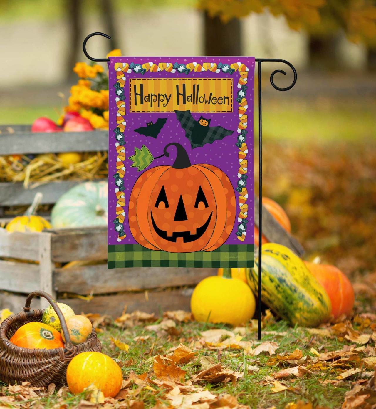 Jack and Bats Garden Flag thumbnail