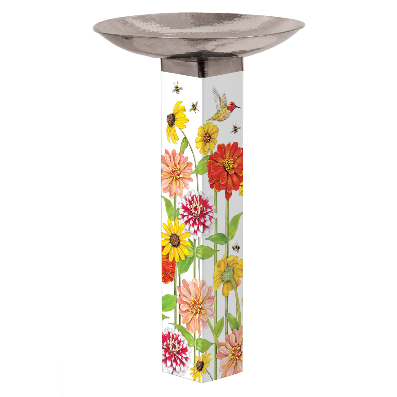 Birds and Bees Bird Bath Art Pole w/ST9025 Stainless Steel Topper thumbnail