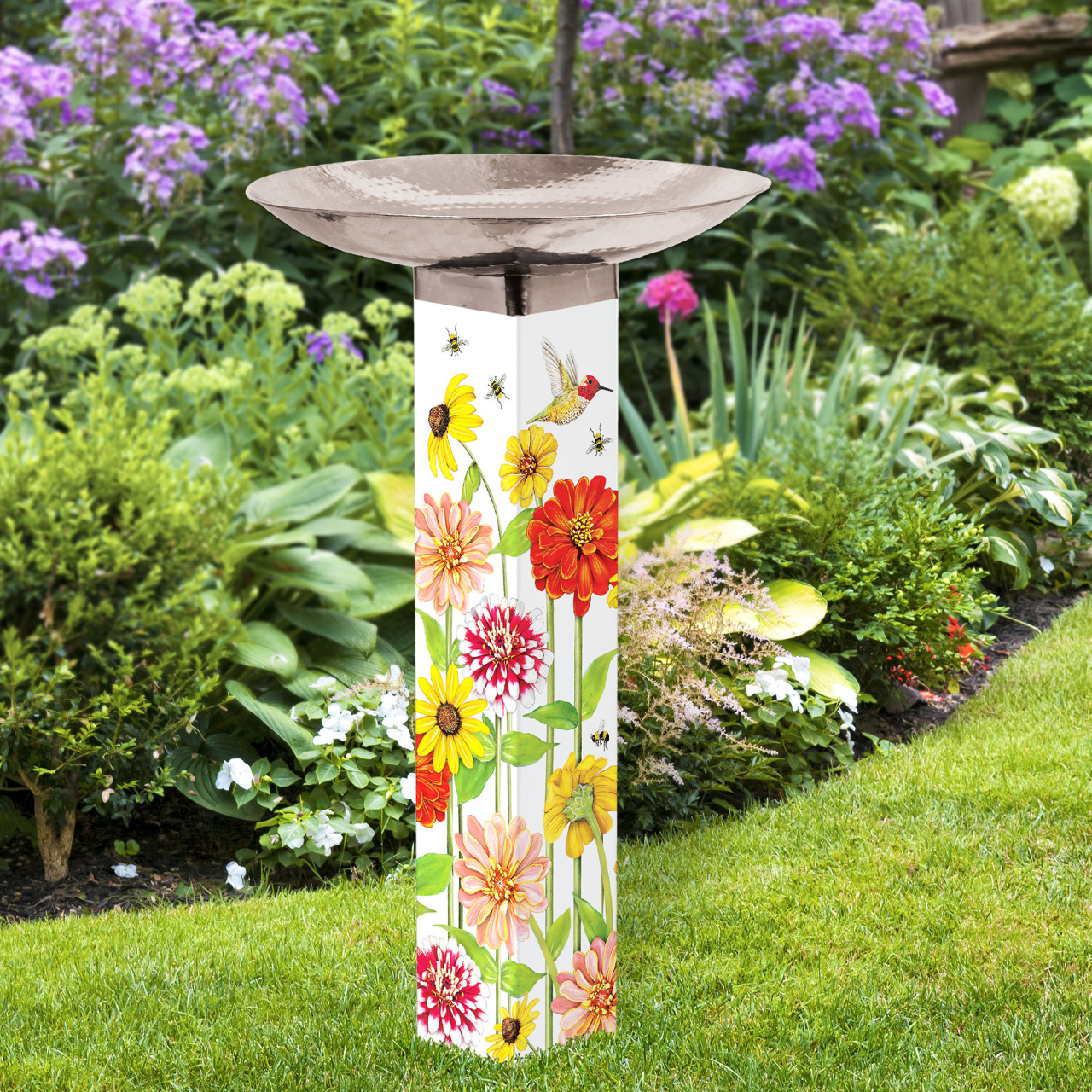 Birds and Bees Bird Bath Art Pole w/ST9025 Stainless Steel Topper thumbnail