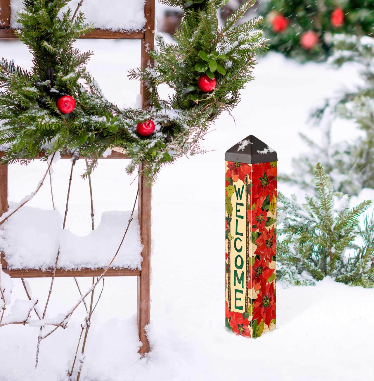 Painted Poinsettias 20" Art Pole thumbnail