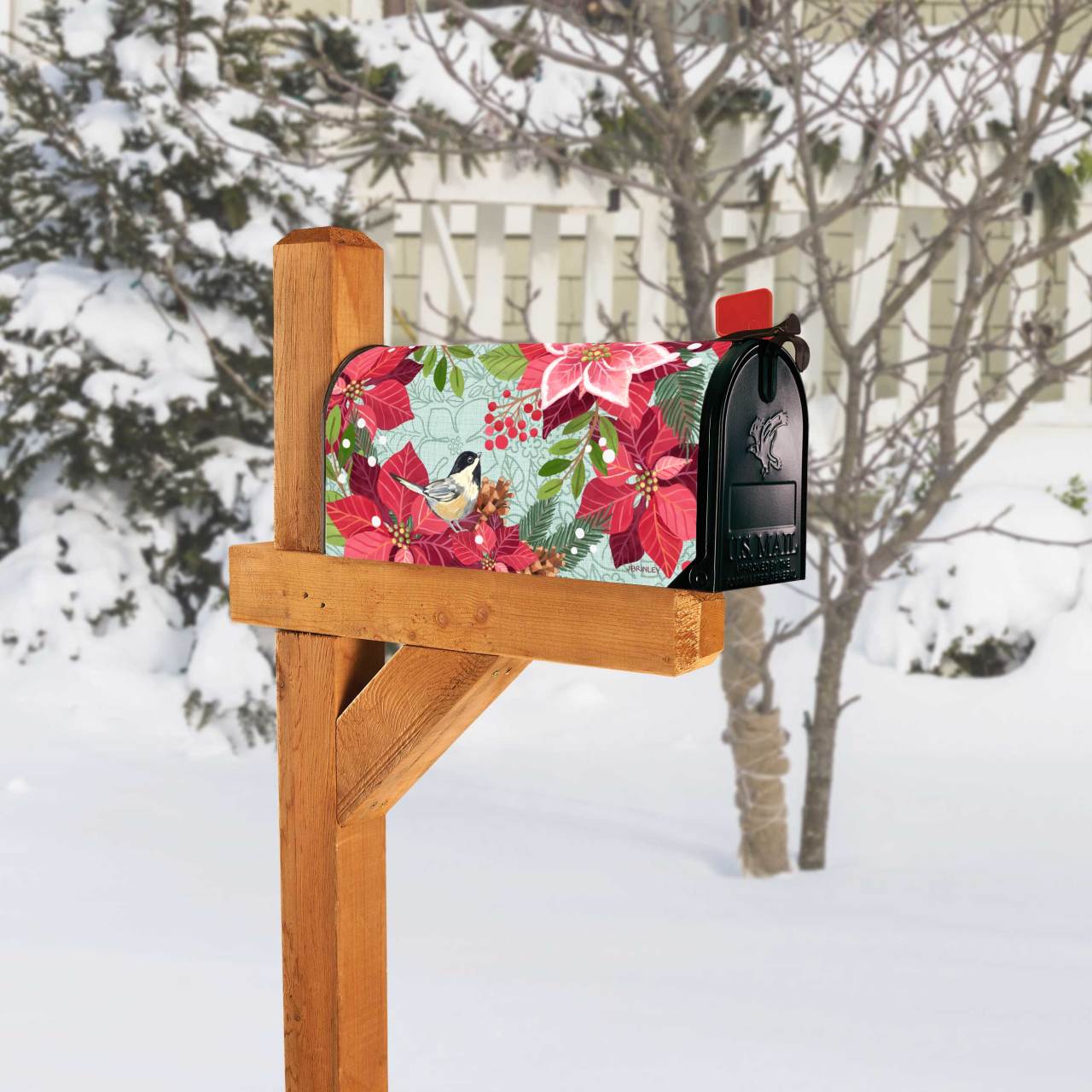 Poinsettia Chickadee MailWrap thumbnail