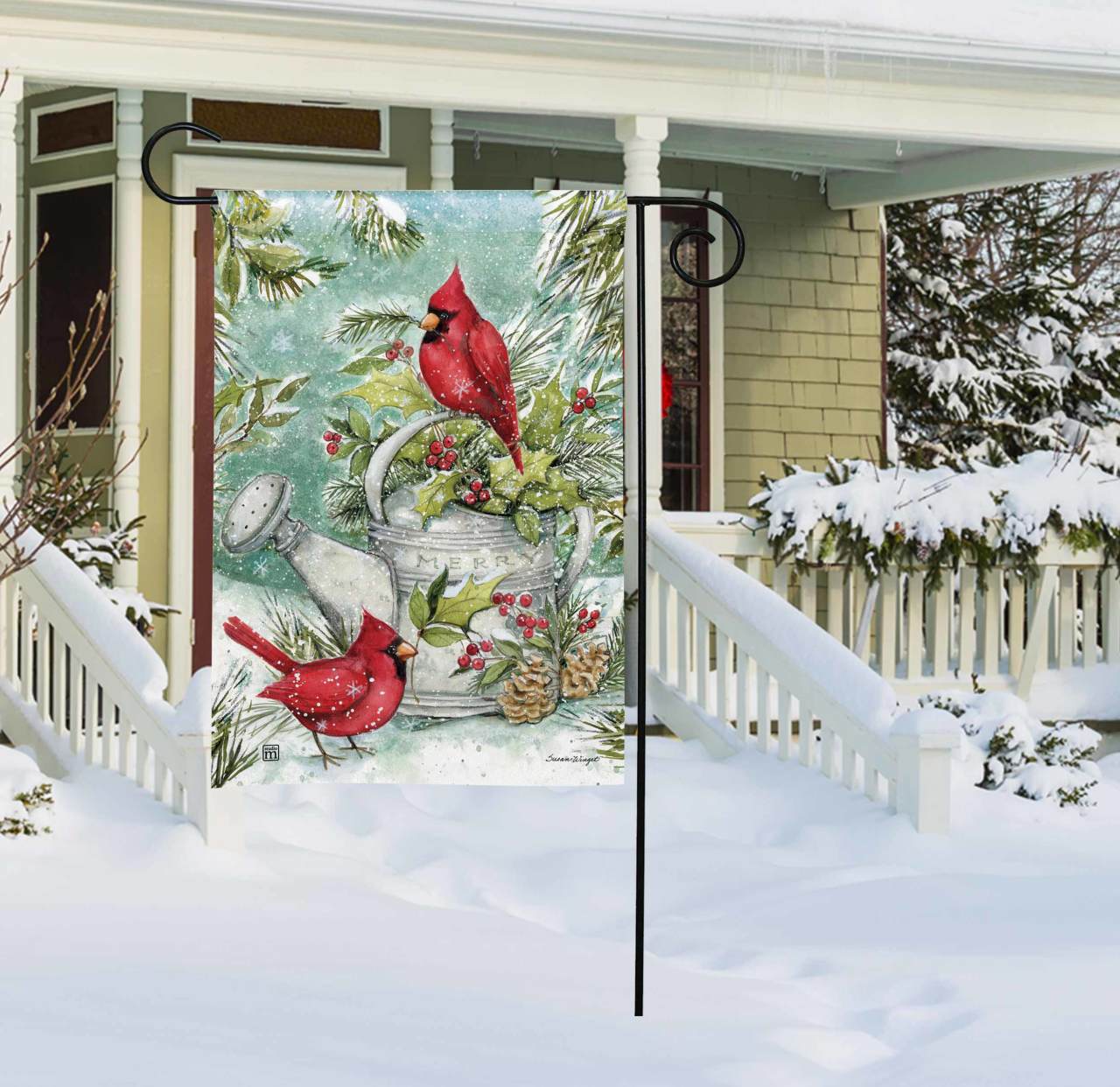 Winter Watering Can Garden Flag thumbnail