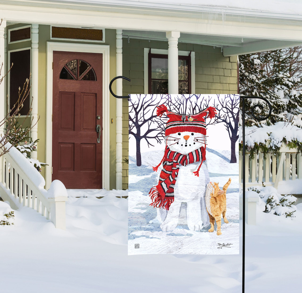 Snow Cat Garden Flag thumbnail