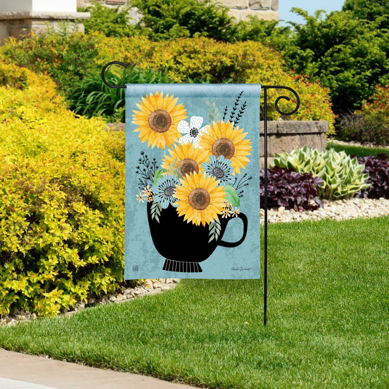 Flowery Teacup Garden Flag thumbnail