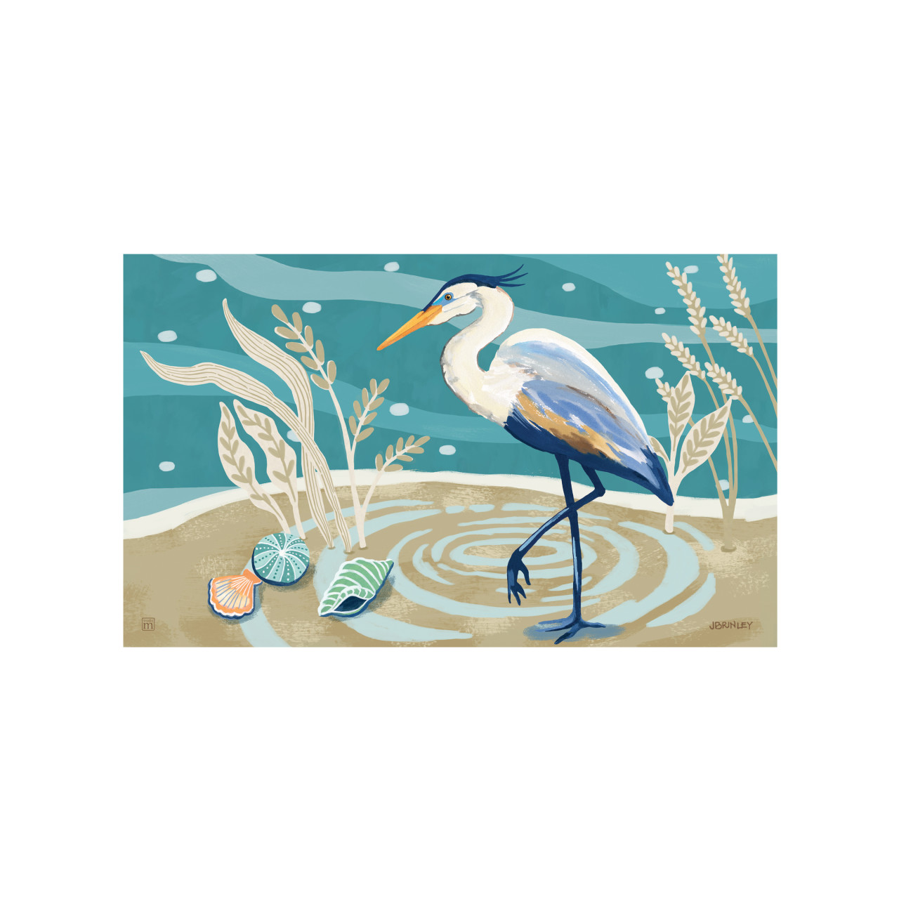 Blue Heron with Sea Shells MatMate thumbnail