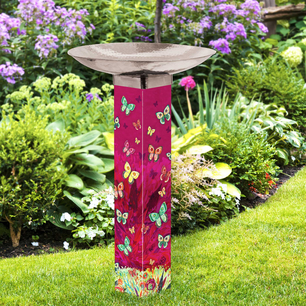 Bohemian Flutters Bird Bath w/ST9025 Stainless Steel Topper thumbnail