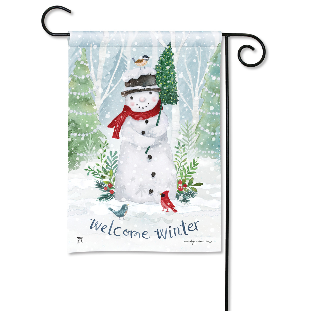 Forest Snowman Garden Flag thumbnail
