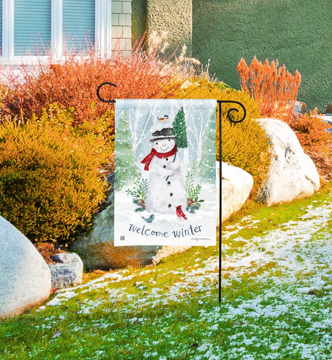 Forest Snowman Garden Flag thumbnail